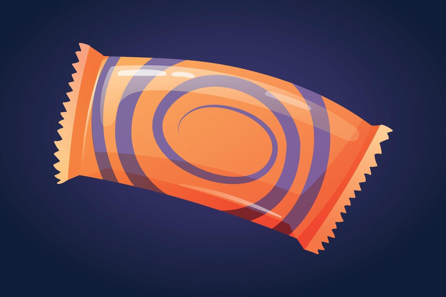 A sweet chocolate candy or lollipop in a orange wrapper. isolated cartoon illustration of sweets. vector