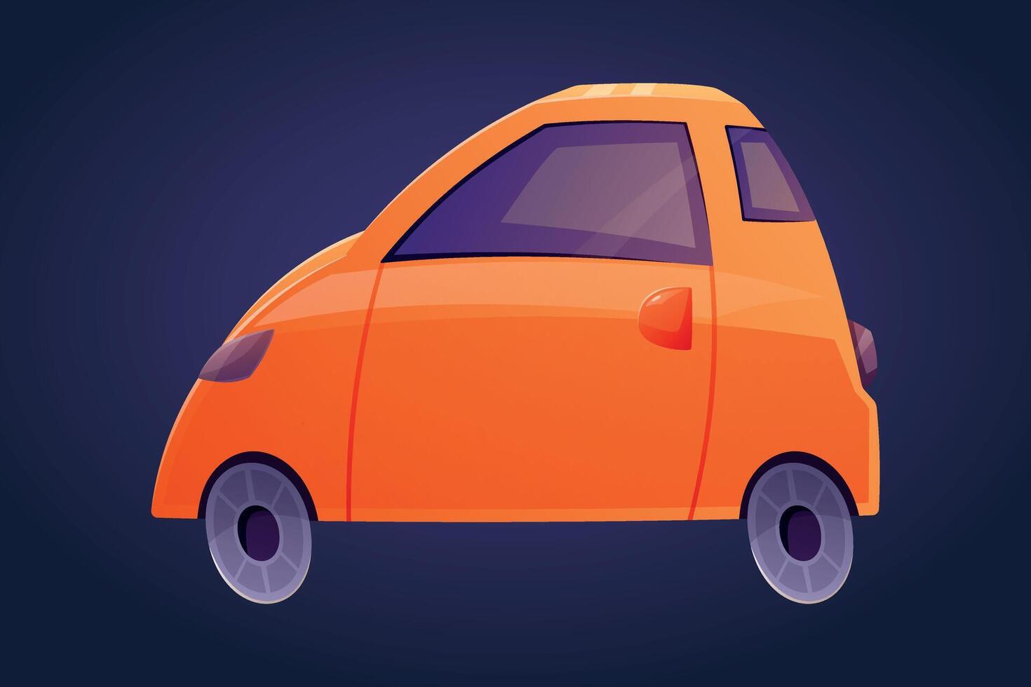 Funny orange hatchback car. isolated cartoon children's illustration. vector