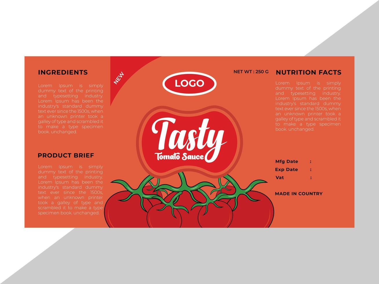 Realistic fruits jam label for brand vector
