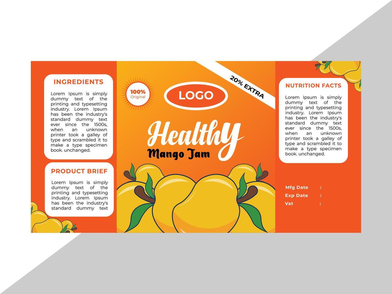 Realistic fruits jam label for brand vector