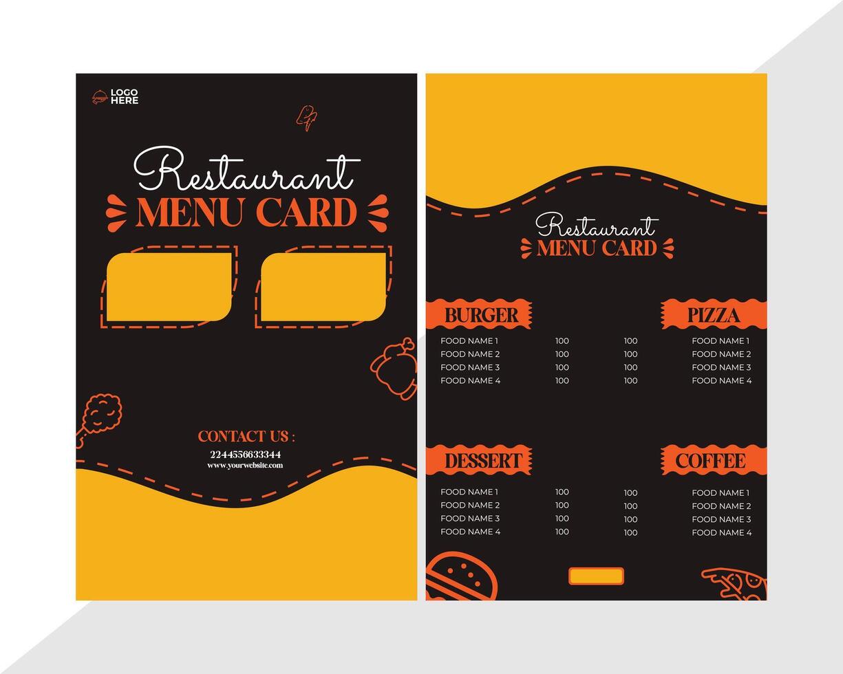 beautiful restaurant menu card design vector