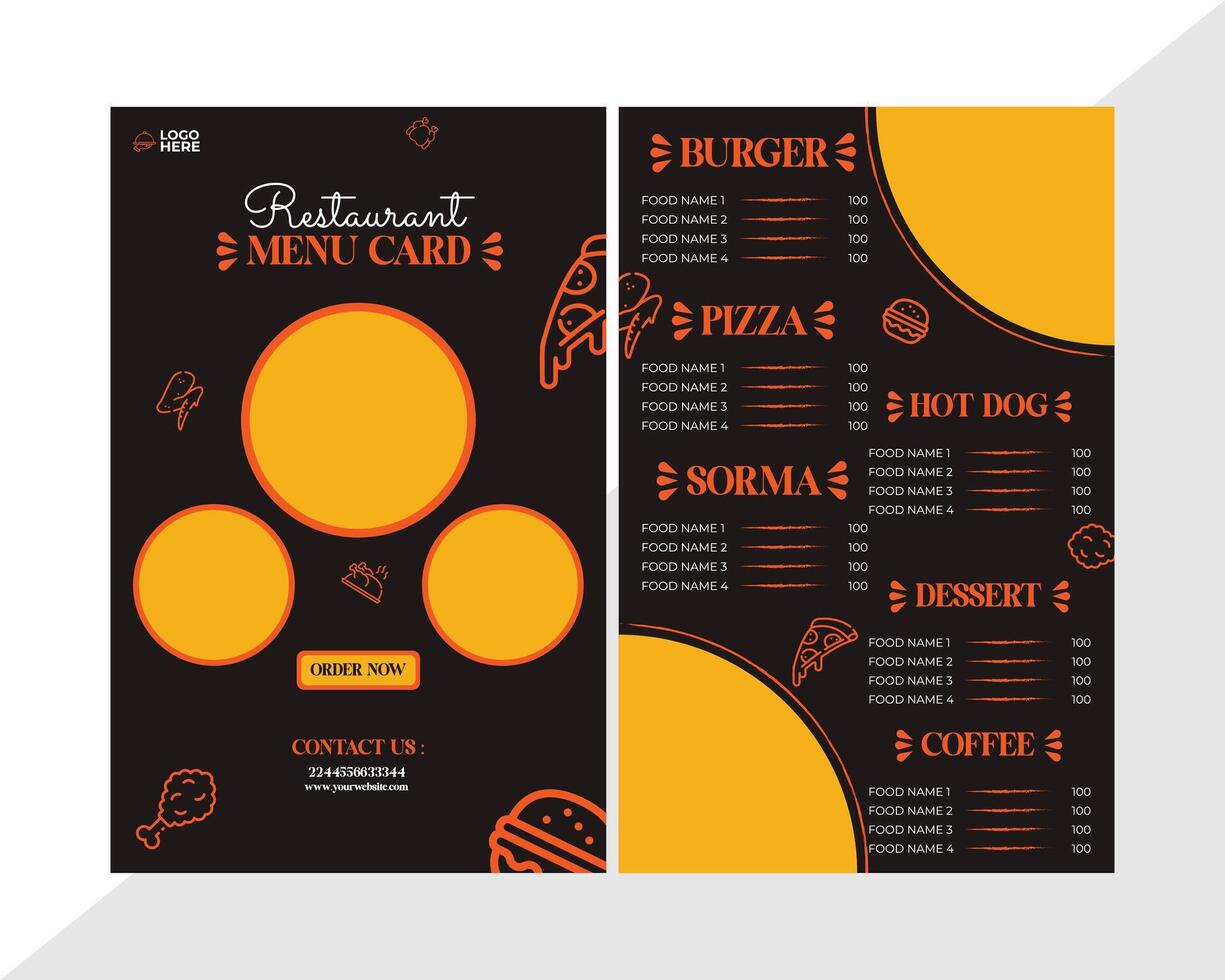 beautiful restaurant menu card design vector