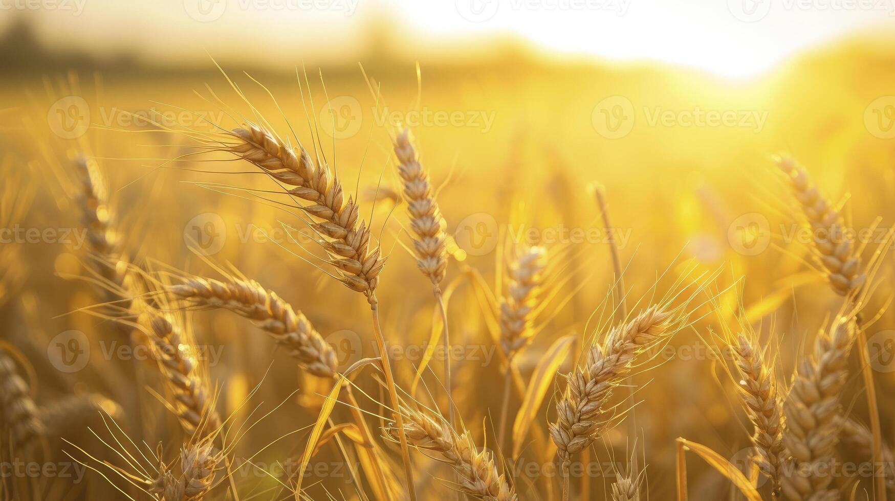 A Field of Wheat Swaying in the Breeze Under the Warm Afternoon Sun, Crafting a Picture of Rural Tranquility. photo