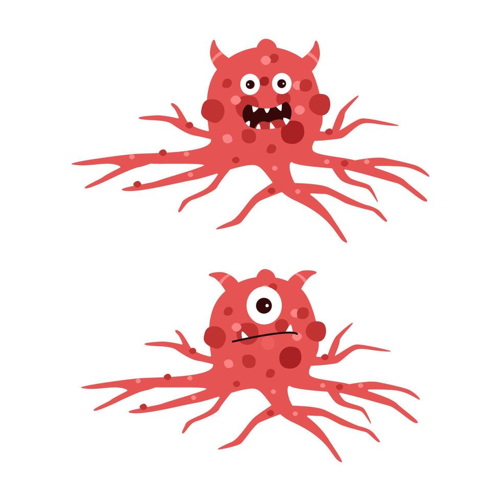 cáncer célula dibujos animados personaje. cáncer enfermedad concepto vector