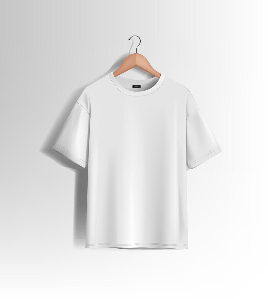 de los hombres blanco corto manga camiseta Bosquejo. frente vista. modelo. vector