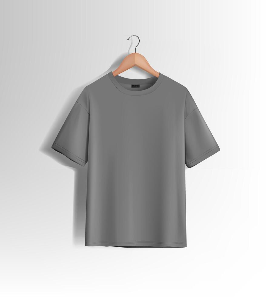 Men's gray short sleeve t-shirt mockup. Front view. template. vector