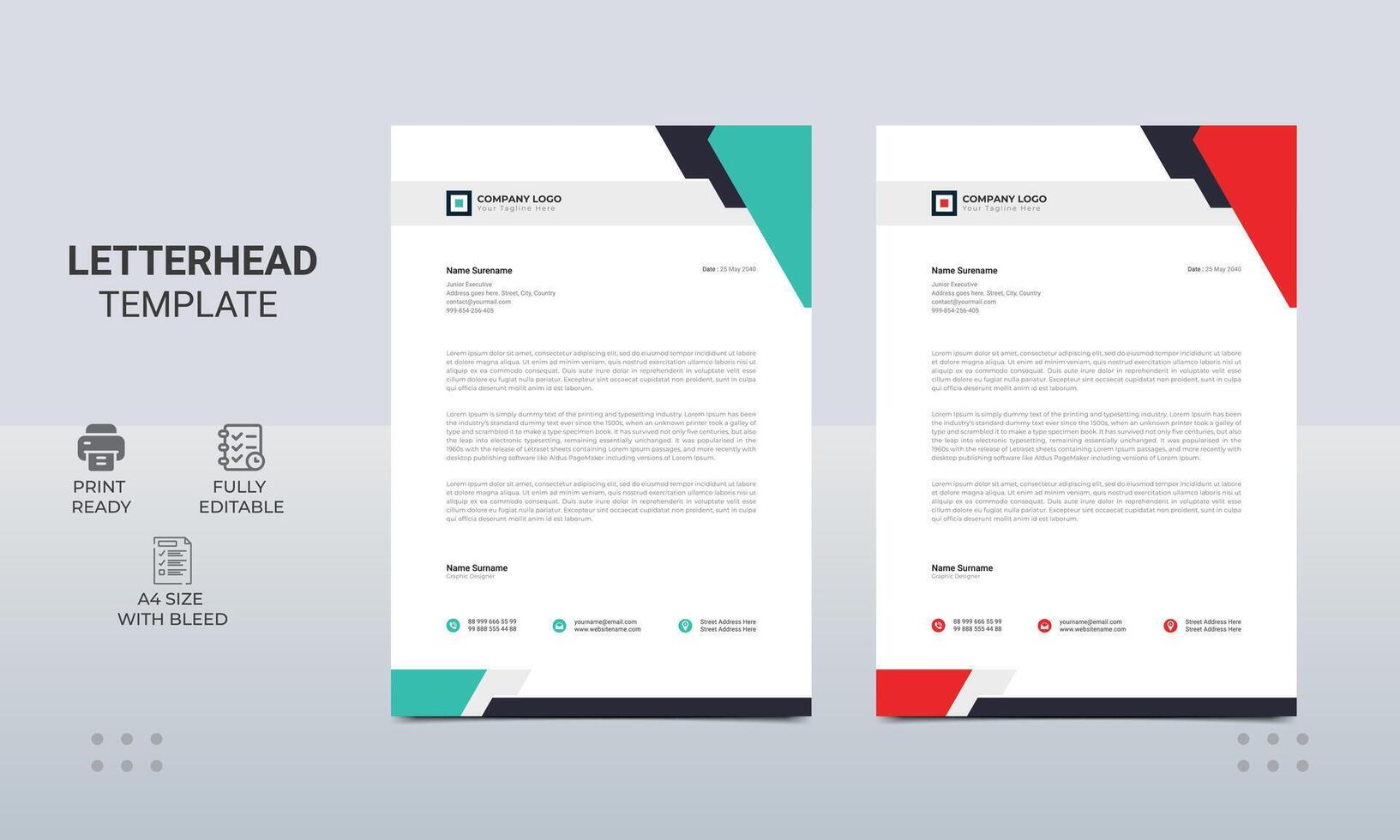 business corporate letterhead design template. vector