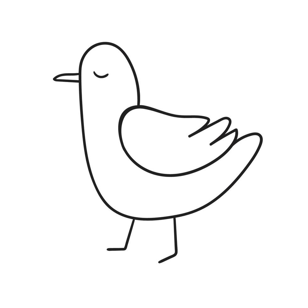 outline doodle illustration of a dove. Hand drawn sketch vector
