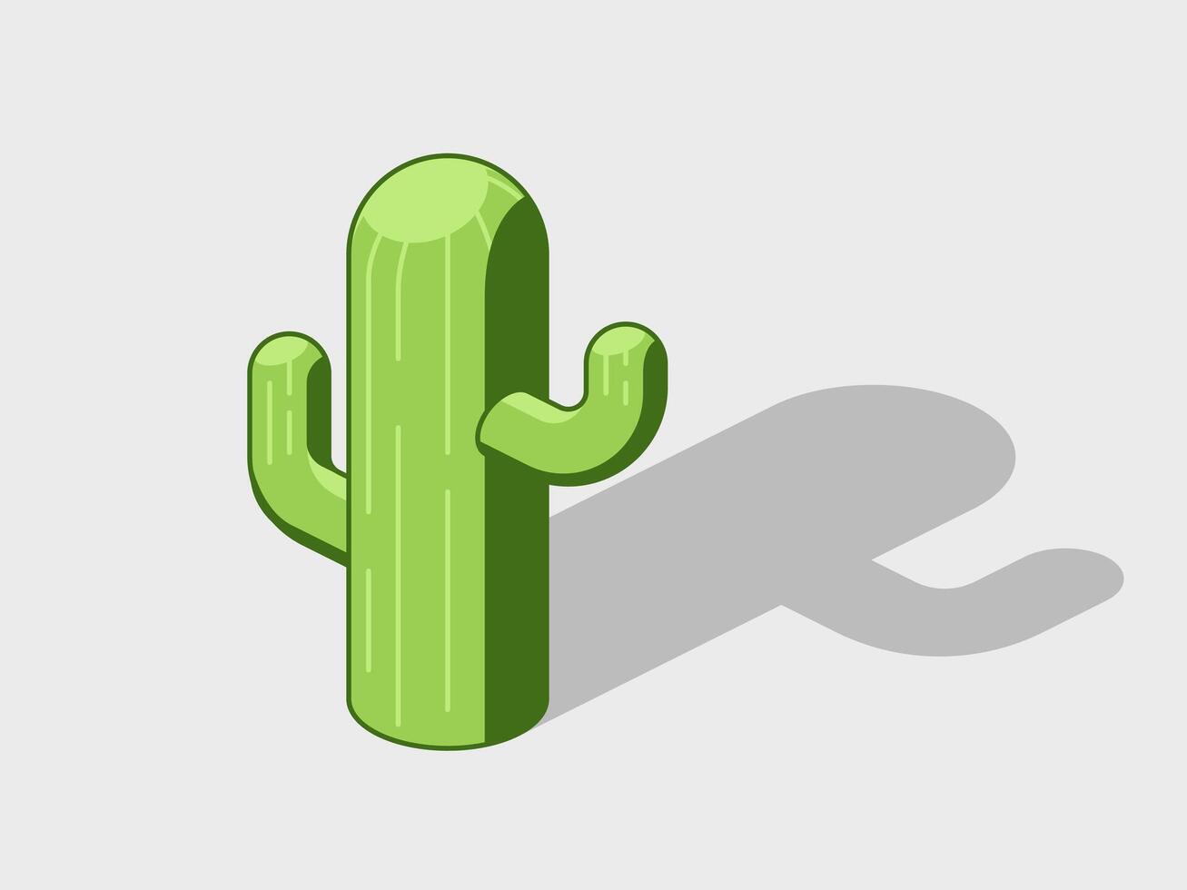 green Cactus isometric illustration with shadow vector