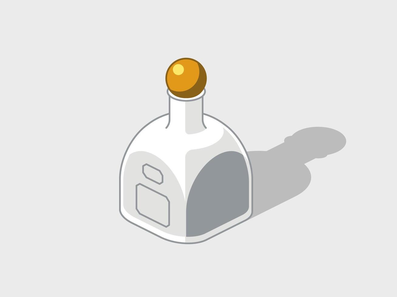 Bottle of tequila isometric illustration with shadow vector