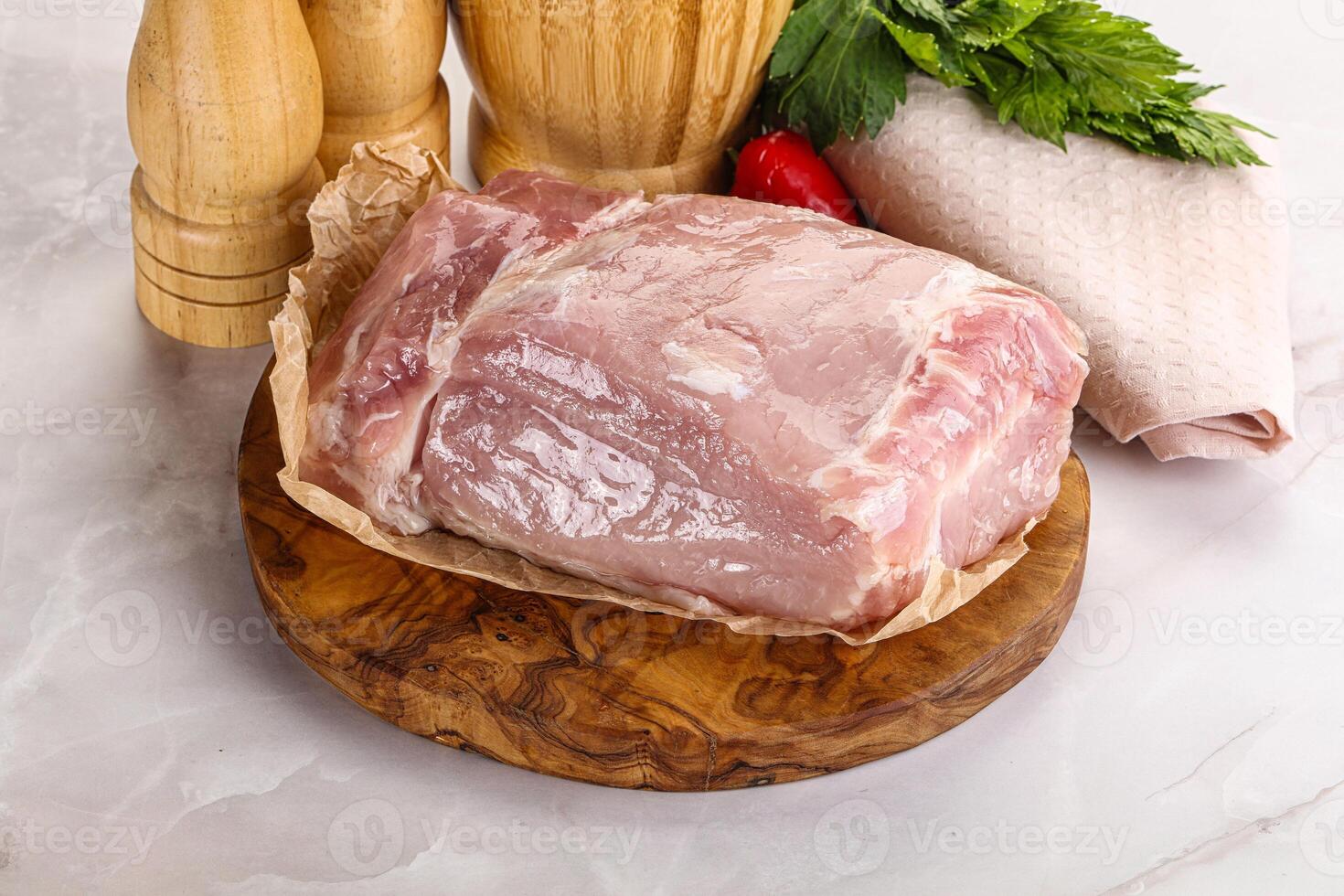 Raw uncooked pork meat loin photo