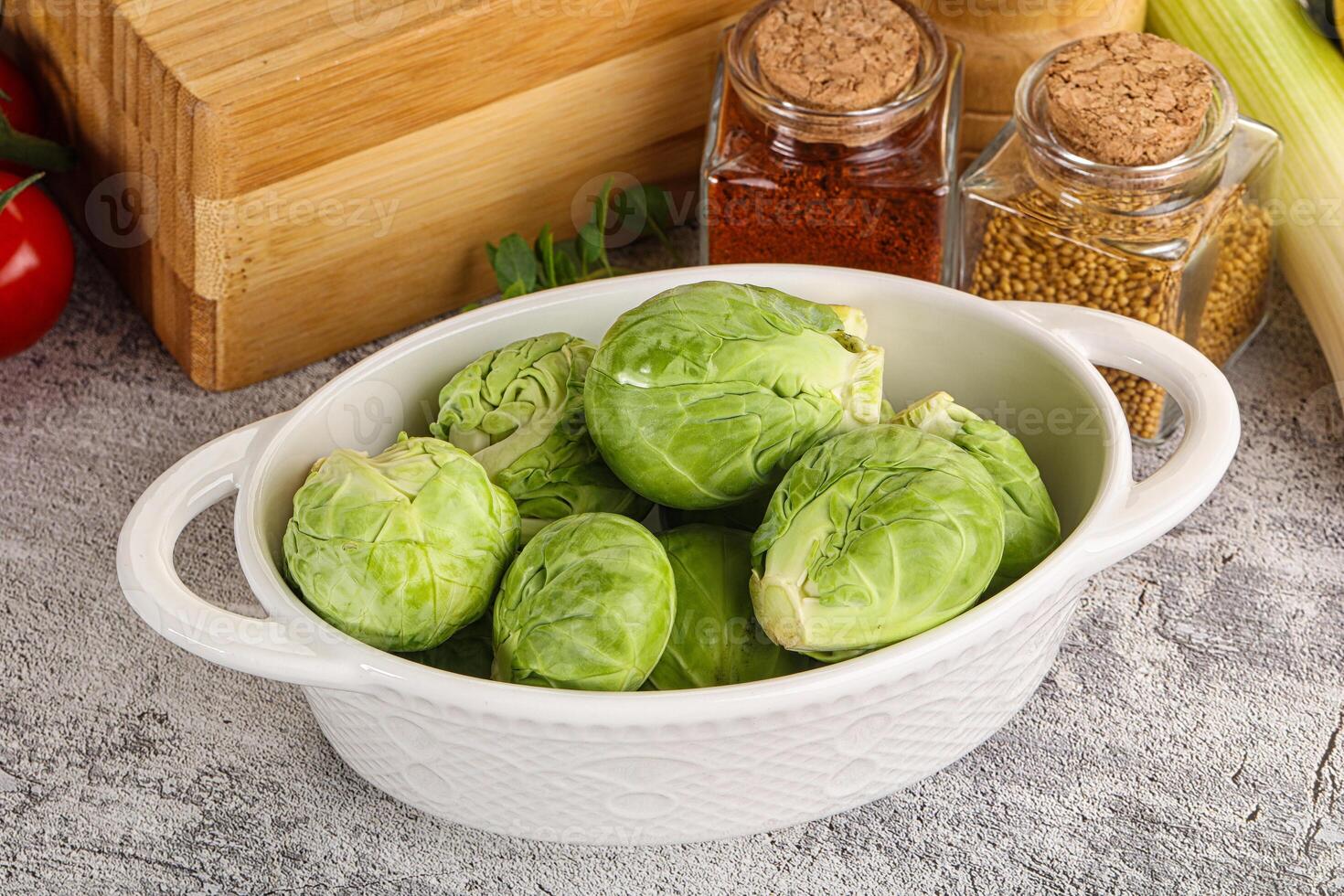 Brussels sprout cabbage in the bowl photo