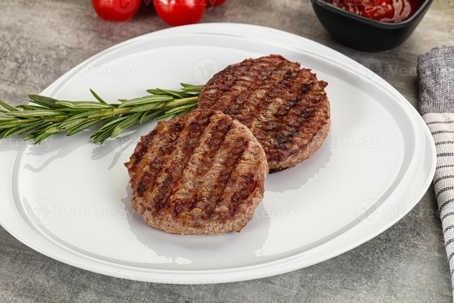 Grilled two beef burger cutlet photo