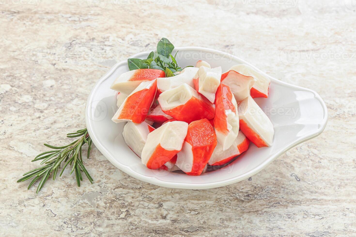 Crab meat surimi in the bowl photo