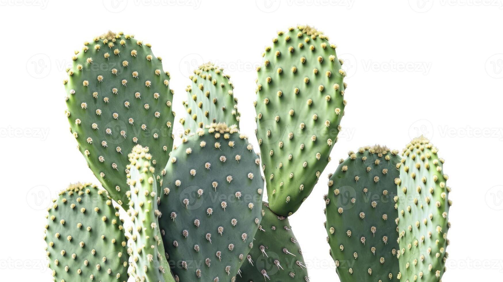 An Isolated Cactus Gracefully Displayed Against a Clean White Background. photo