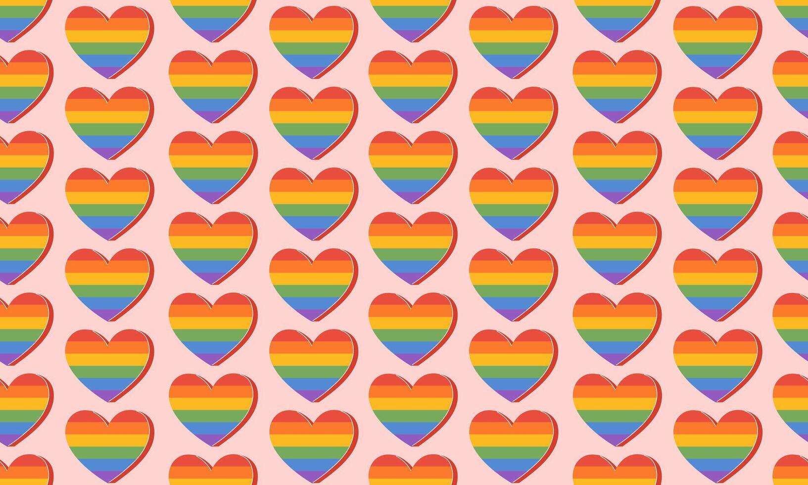 Seamless pattern with Symbol of LGBTQ pride community. Rainbow heart background. LGBT pride month. illustration vector