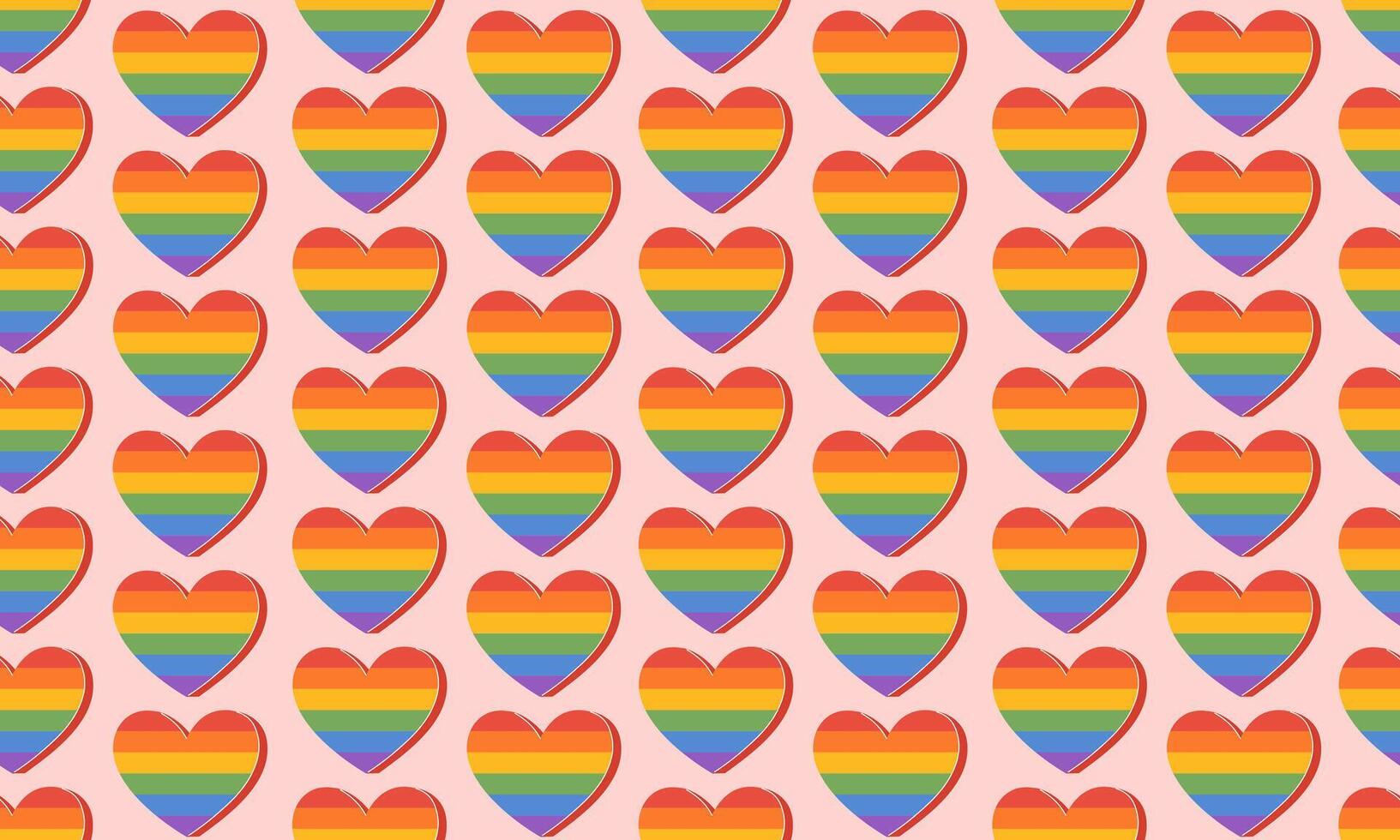 Seamless pattern with Symbol of LGBTQ pride community. Rainbow heart background. LGBT pride month. illustration vector