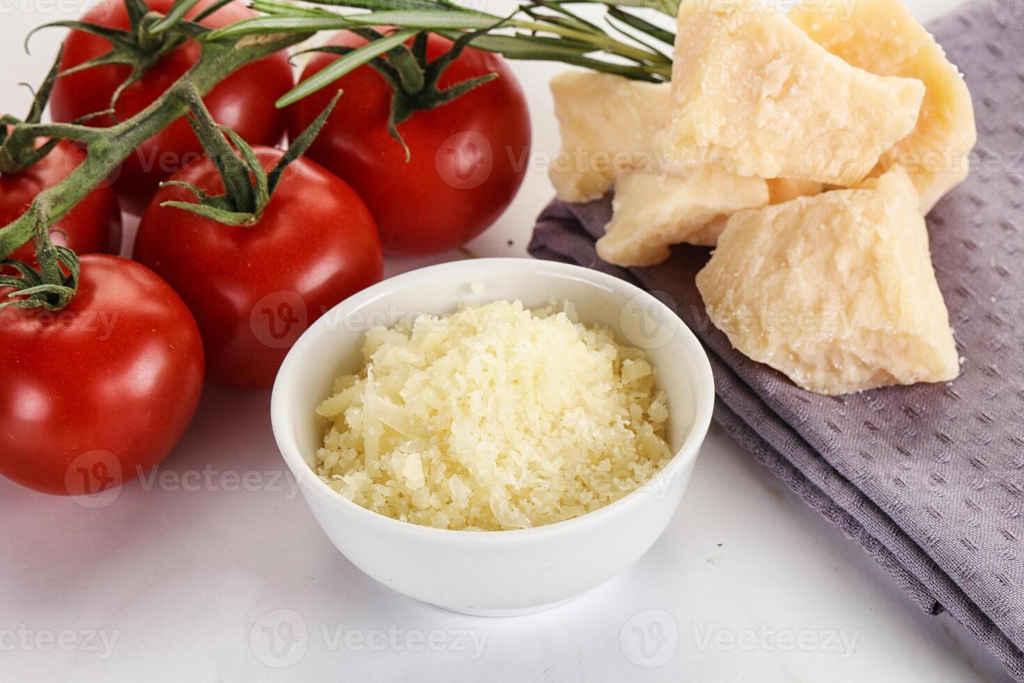 Shredded Italian hard parmesan cheese photo