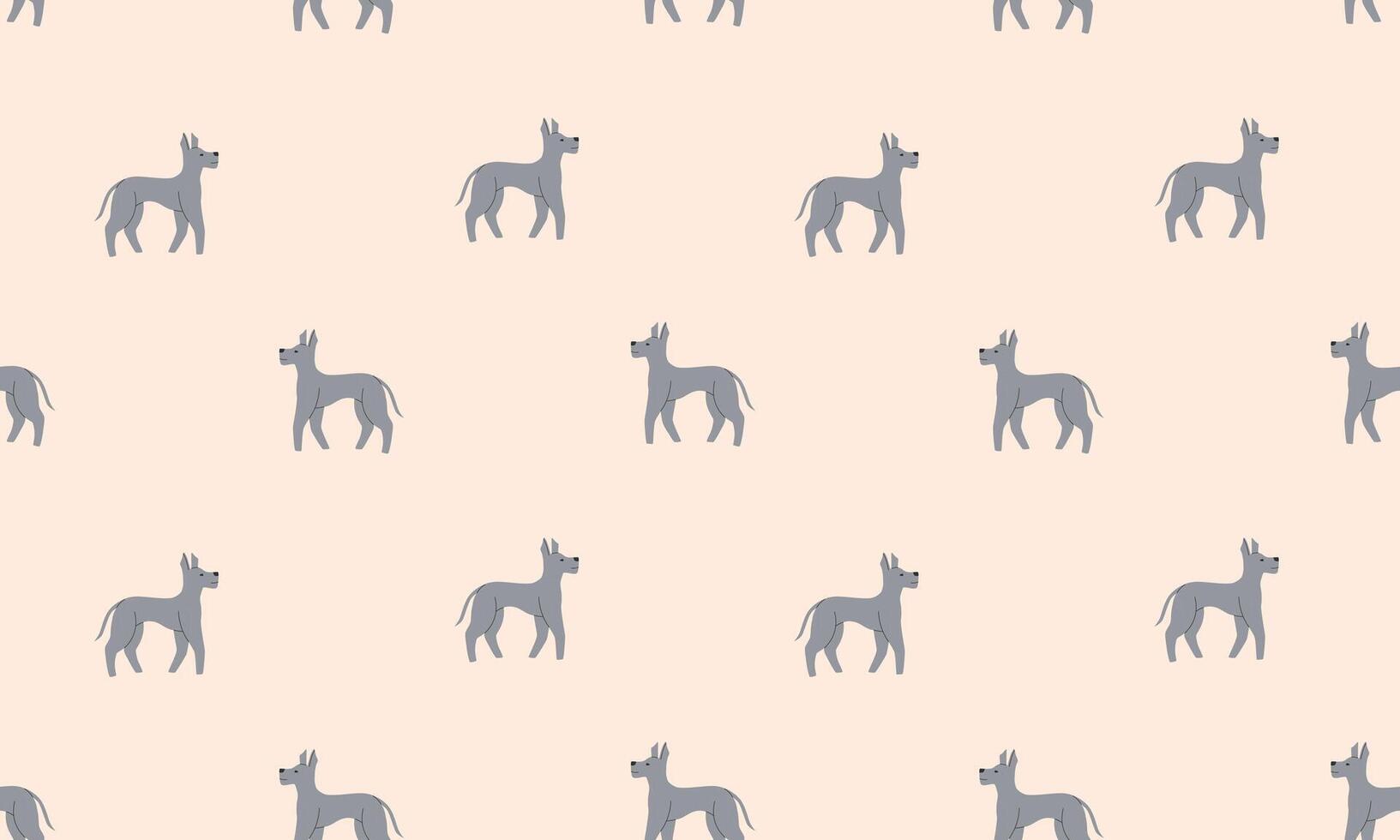 Seamless pattern with Cute Great Dane. Dogs of different breeds. Side view. Flat illustration vector