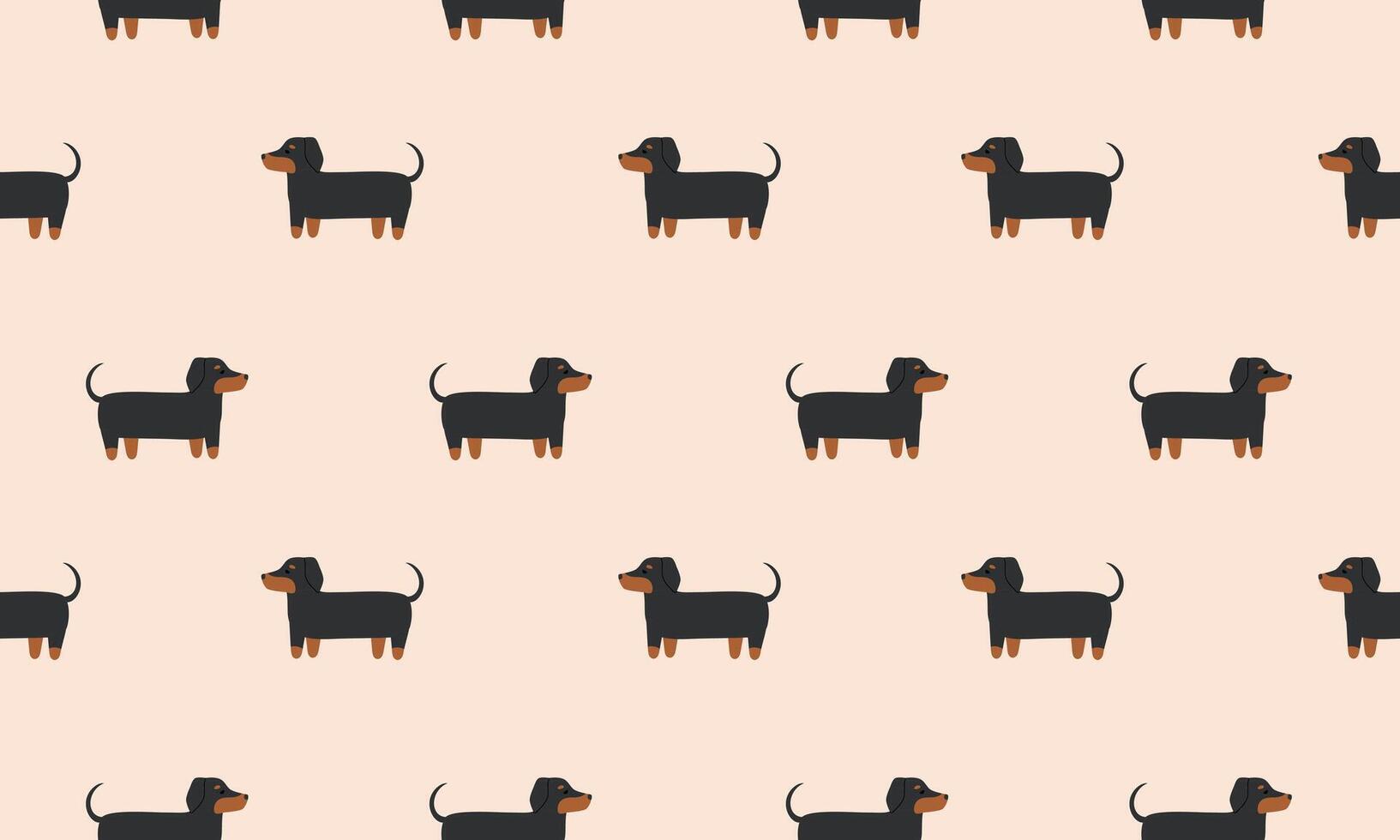 Seamless pattern with Cute Dachshund. Dogs of different breeds. Side view. Flat illustration vector