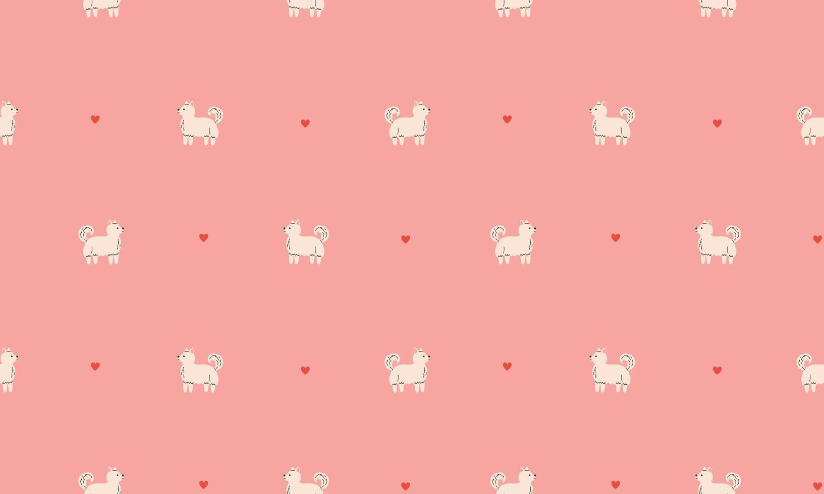 Seamless pattern with Cute Spitz. Dogs of different breeds. Side view. Flat illustration vector