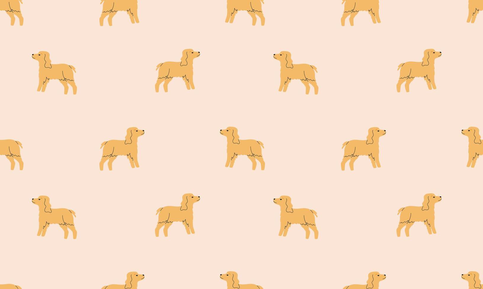 Seamless pattern with Cute Spaniel. Dogs of different breeds. Side view. Flat illustration vector
