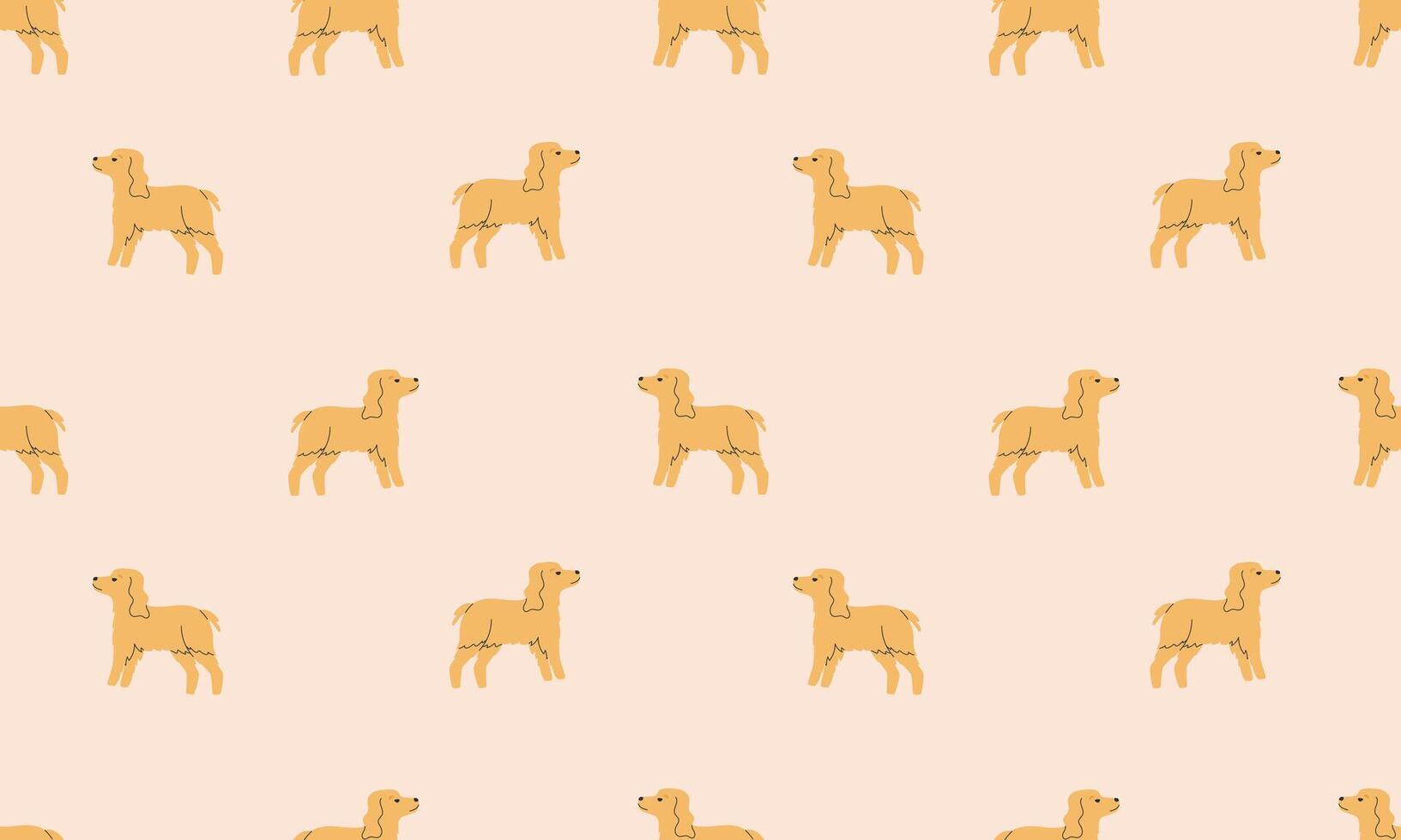 Seamless pattern with Cute Spaniel. Dogs of different breeds. Side view. Flat illustration vector