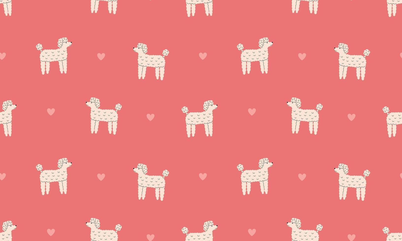 Seamless pattern with Cute Poodle. Dogs of different breeds. Side view. Flat illustration vector