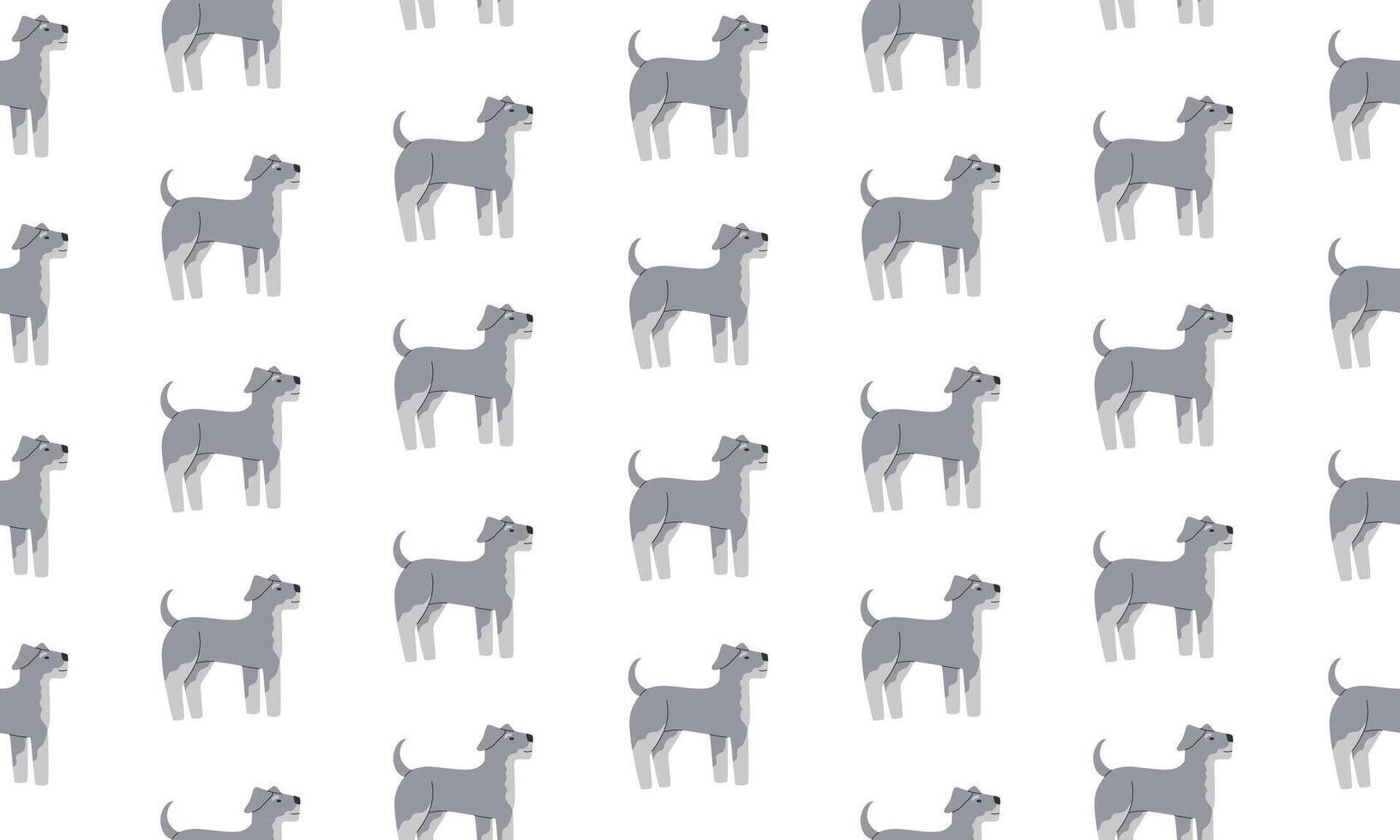 Seamless pattern with Cute Airedale Terrier. Dogs of different breeds. Side view. Flat illustration isolated on white background vector