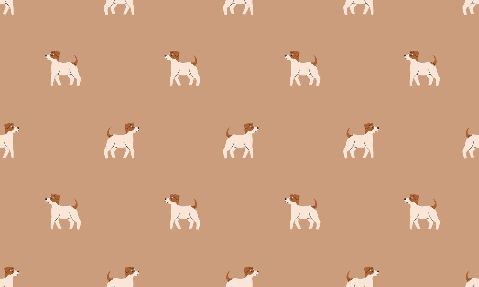 Seamless pattern with Cute Jack Russell Terrier. Dogs of different breeds. Side view. Flat illustration vector