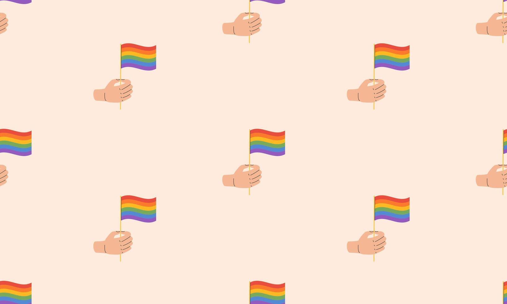 Seamless pattern with Symbol of LGBTQ pride community. Hand holding rainbow LGBT flag. LGBT pride month. illustration vector