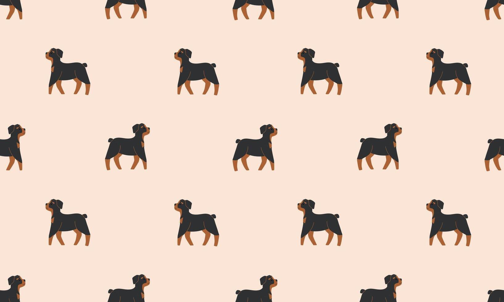 Seamless pattern with Cute Rottweiler. Dogs of different breeds. Side view. Flat illustration vector