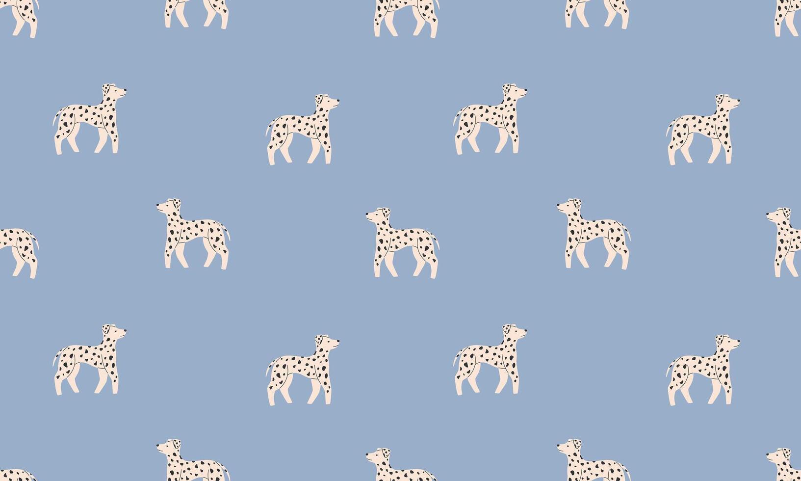 Seamless pattern with Cute Dalmatian. Dogs of different breeds. Side view. Flat illustration vector