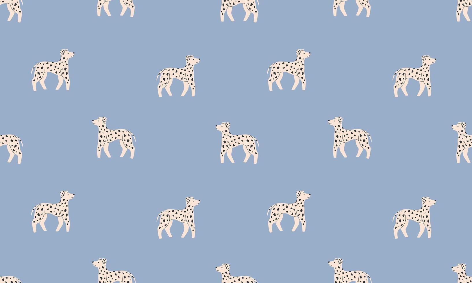 Seamless pattern with Cute Dalmatian. Dogs of different breeds. Side view. Flat illustration vector