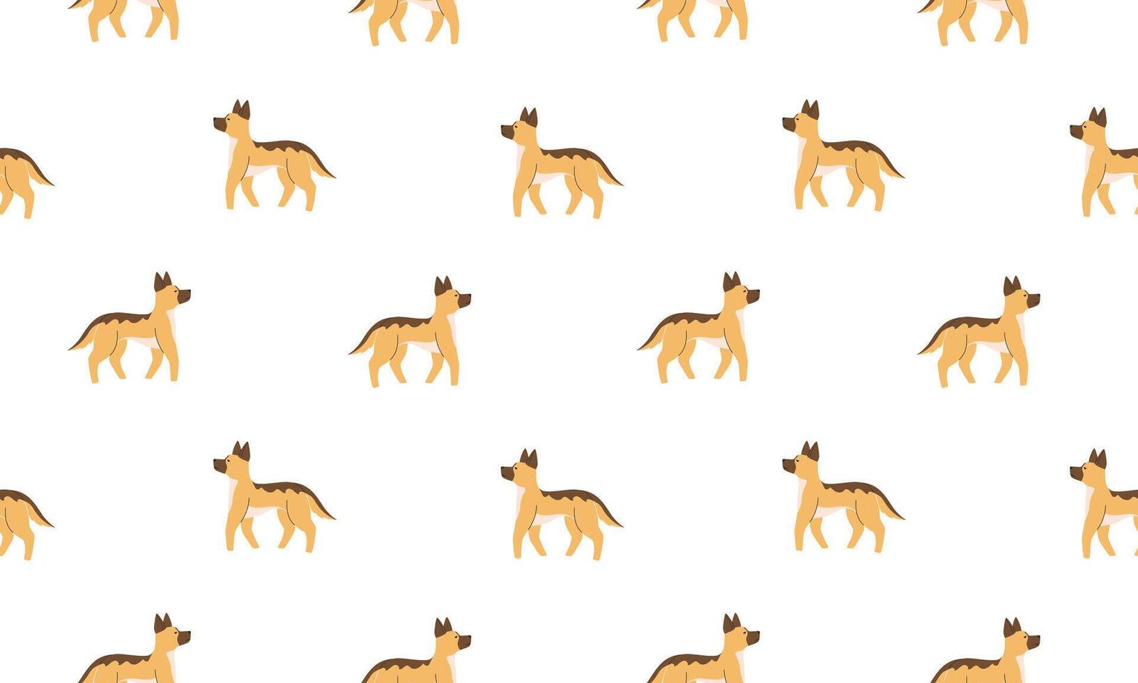 Seamless pattern with Cute German Shepherd. Dogs of different breeds. Side view. Flat illustration vector