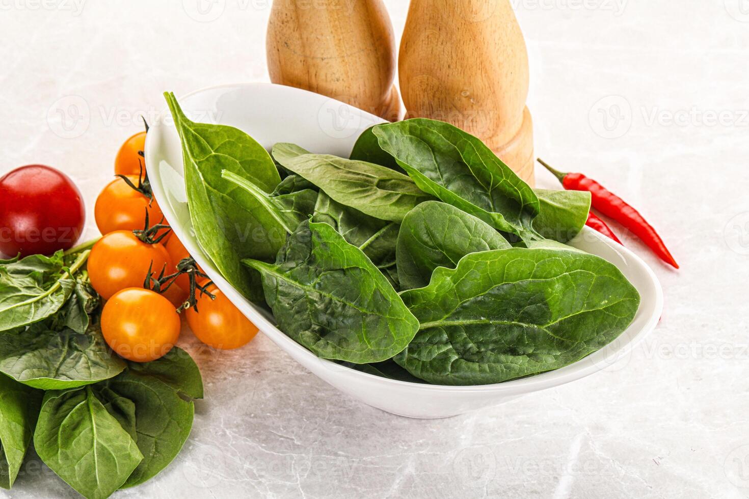 Natural organic raw green spinach photo