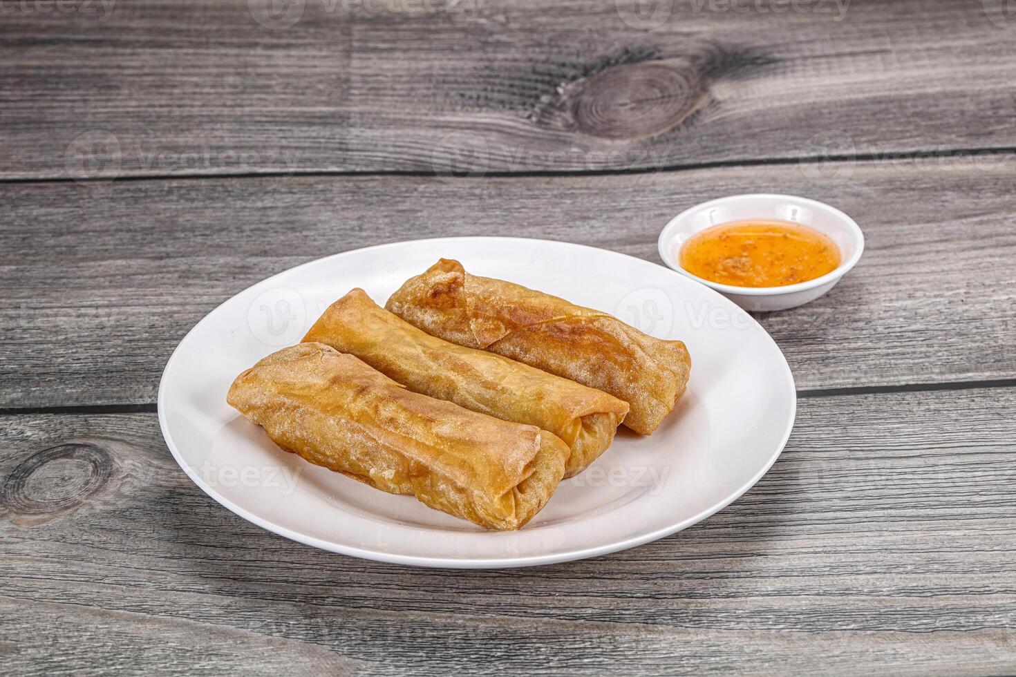 Traditional crispy fried stuffed springroll photo