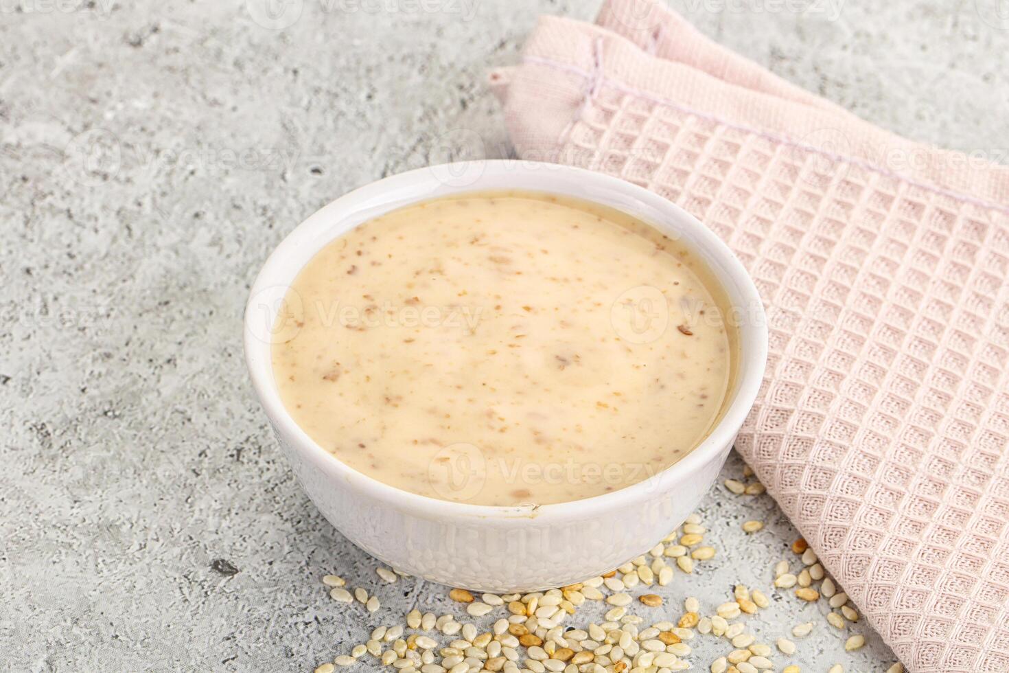 Sesame sauce in the bowl photo