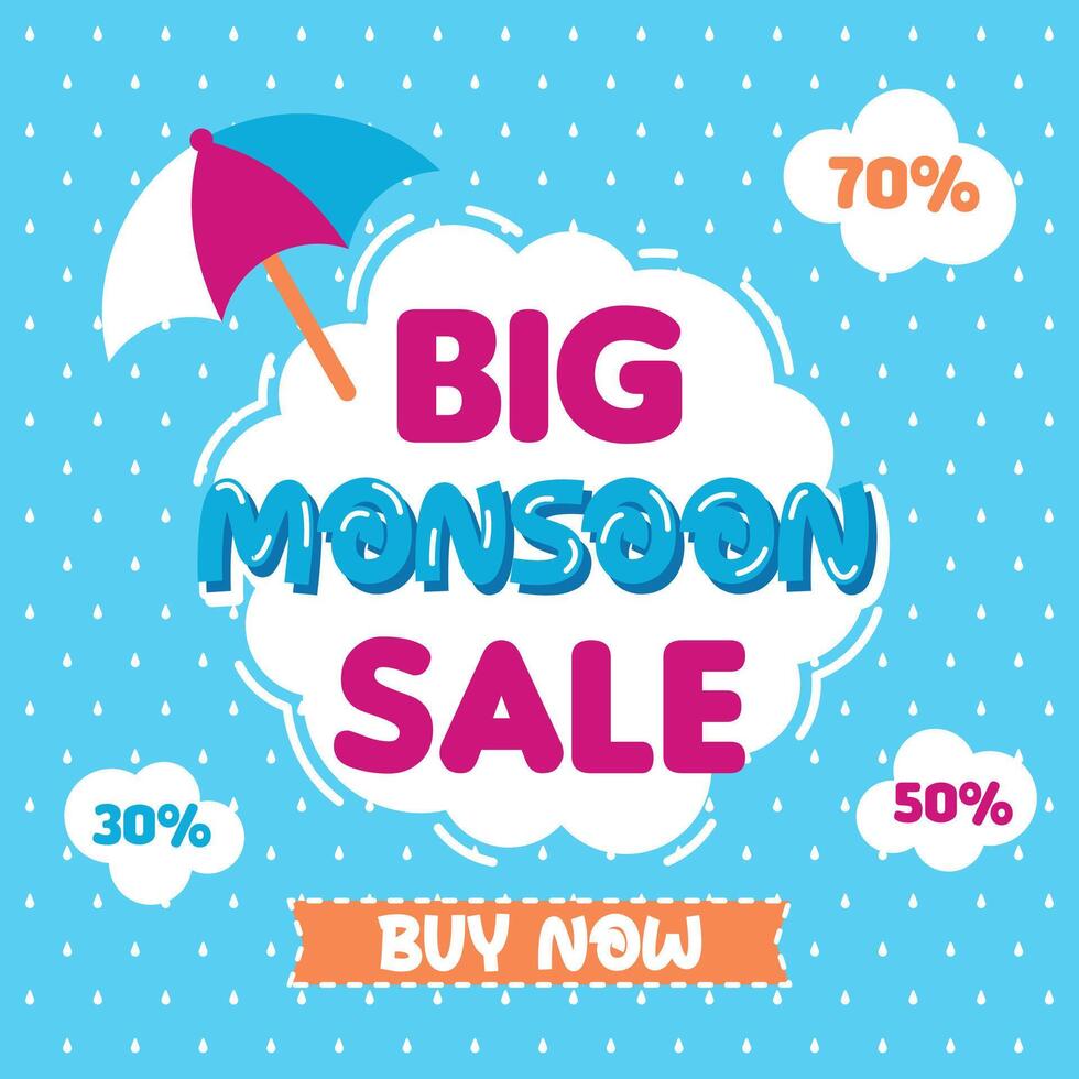 Monsoon sale banner illustration background vector