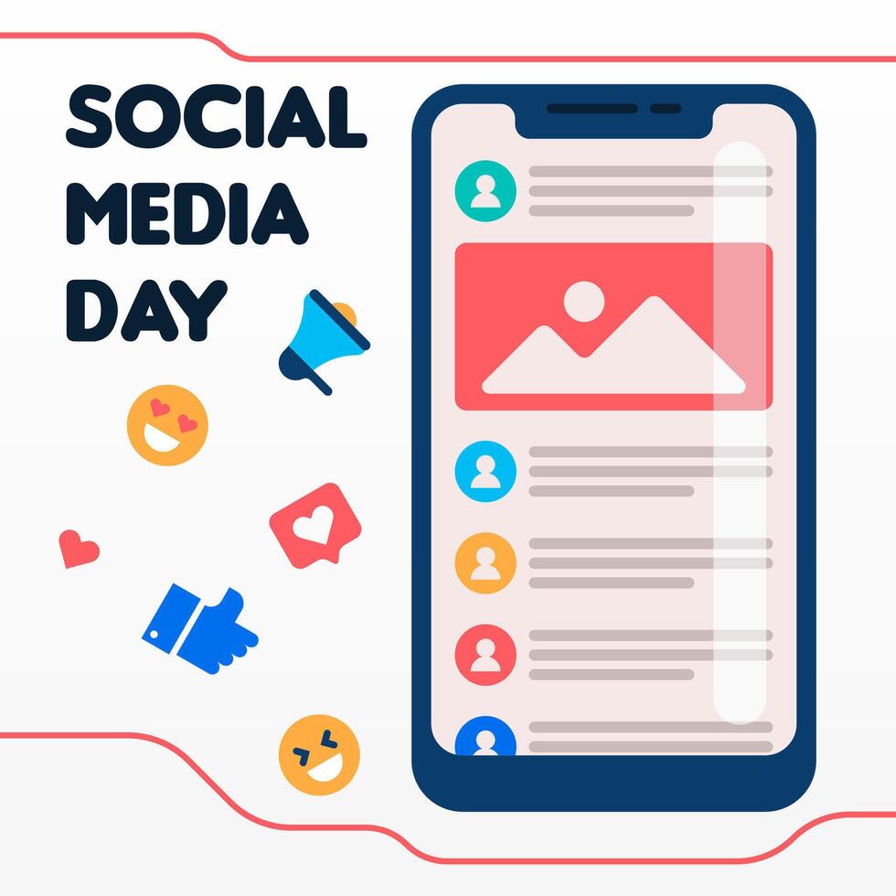 Flat social media day banner template vector