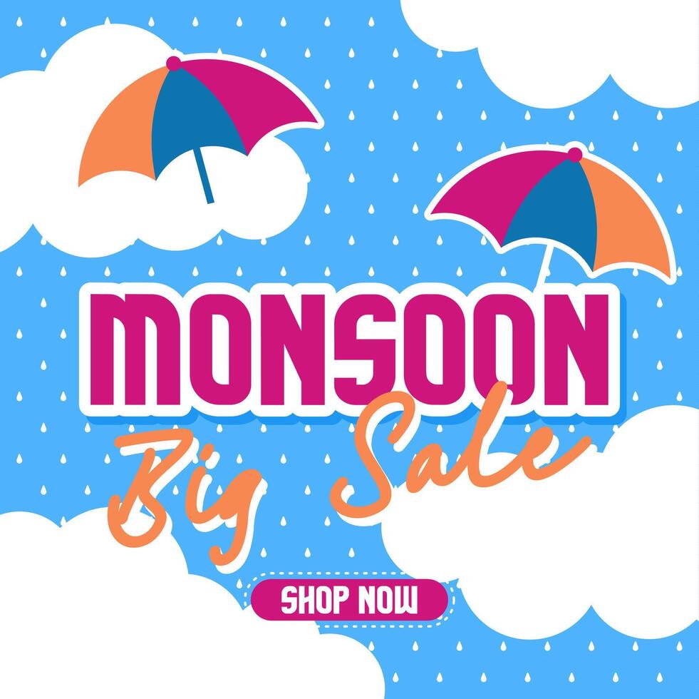 Monsoon sale banner illustration background vector