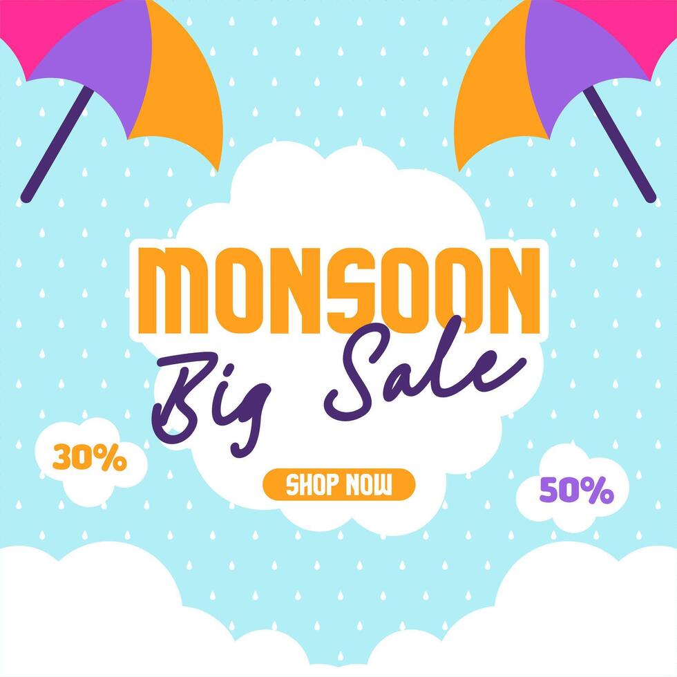 Monsoon sale banner illustration background vector