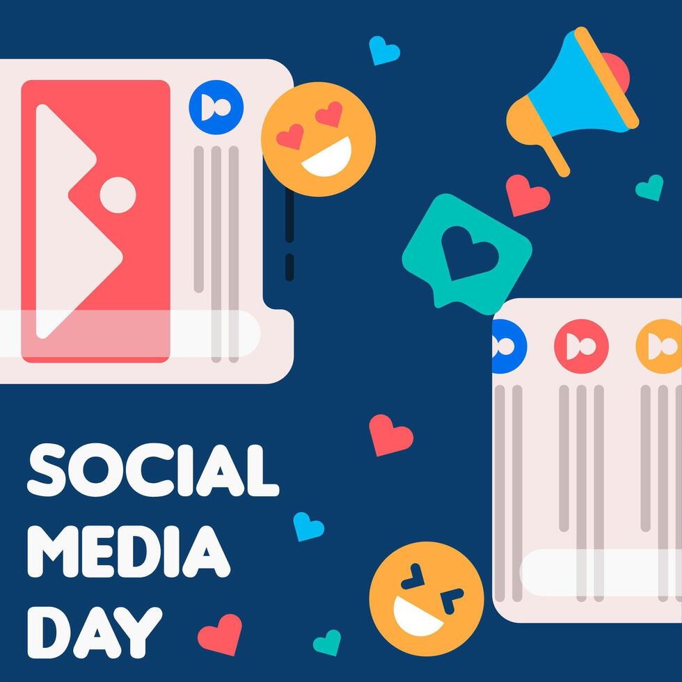 Flat social media day banner template vector