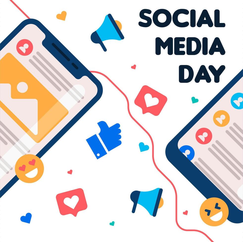 Flat social media day banner template vector