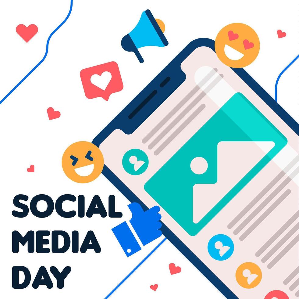 Flat social media day banner template vector