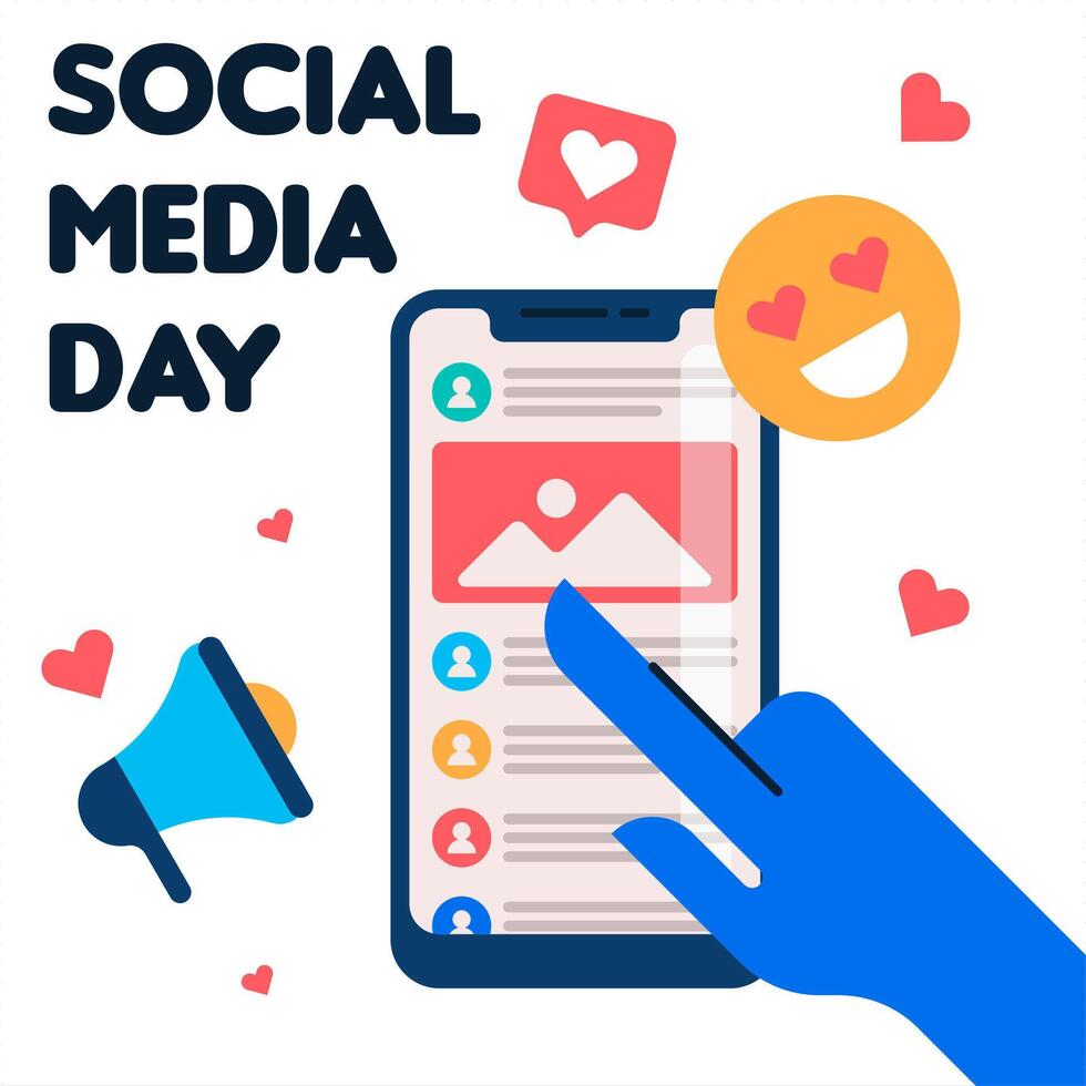 Flat social media day banner template vector