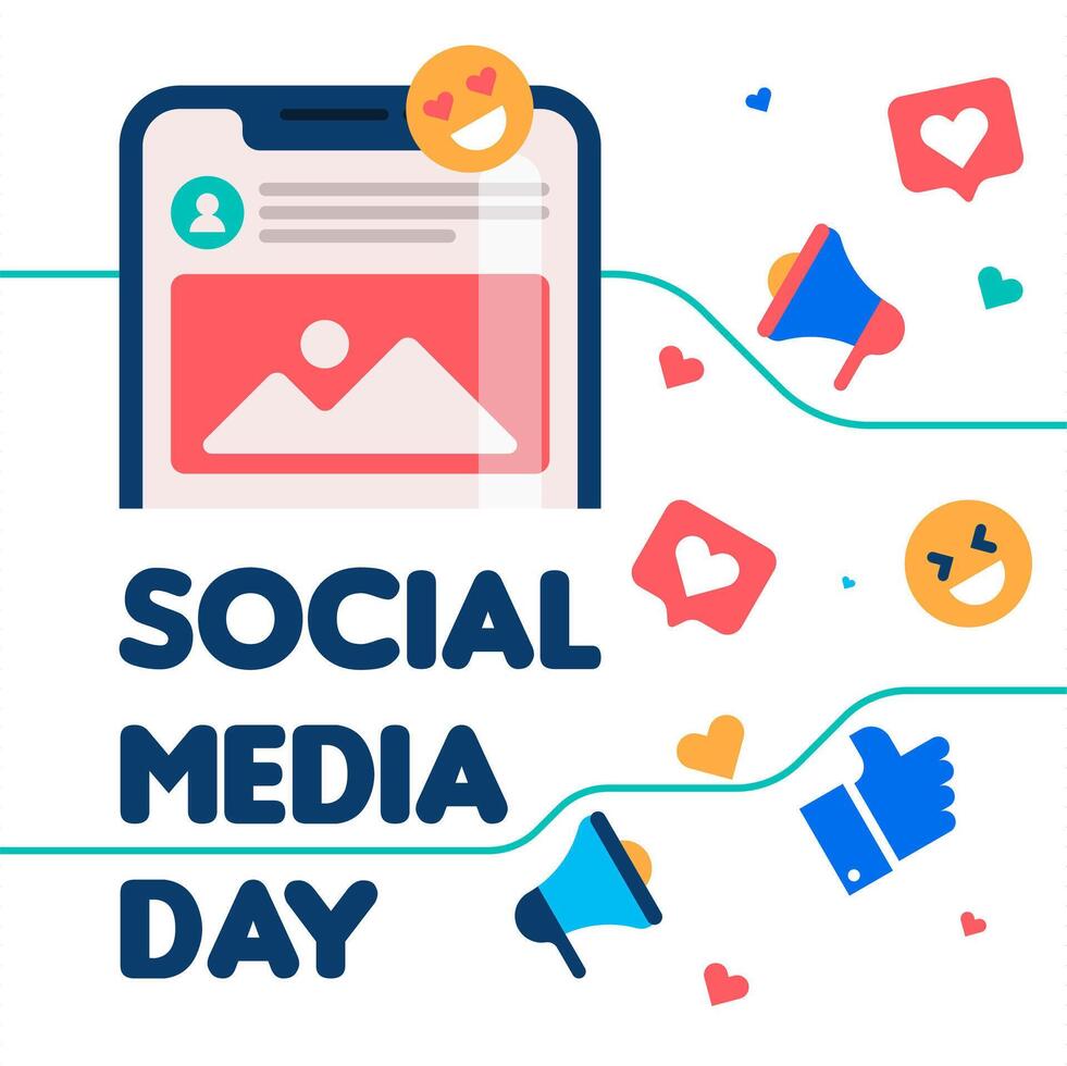 Flat social media day banner template vector