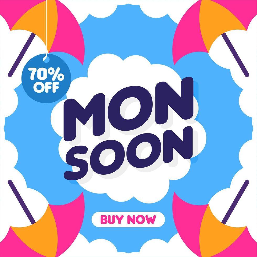 Monsoon sale banner illustration background vector