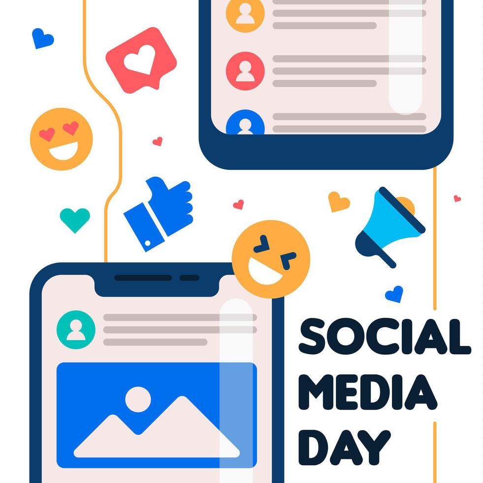 Flat social media day banner template vector