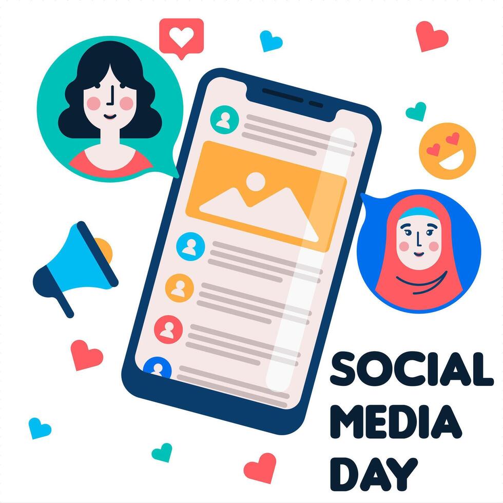 Flat social media day banner template vector